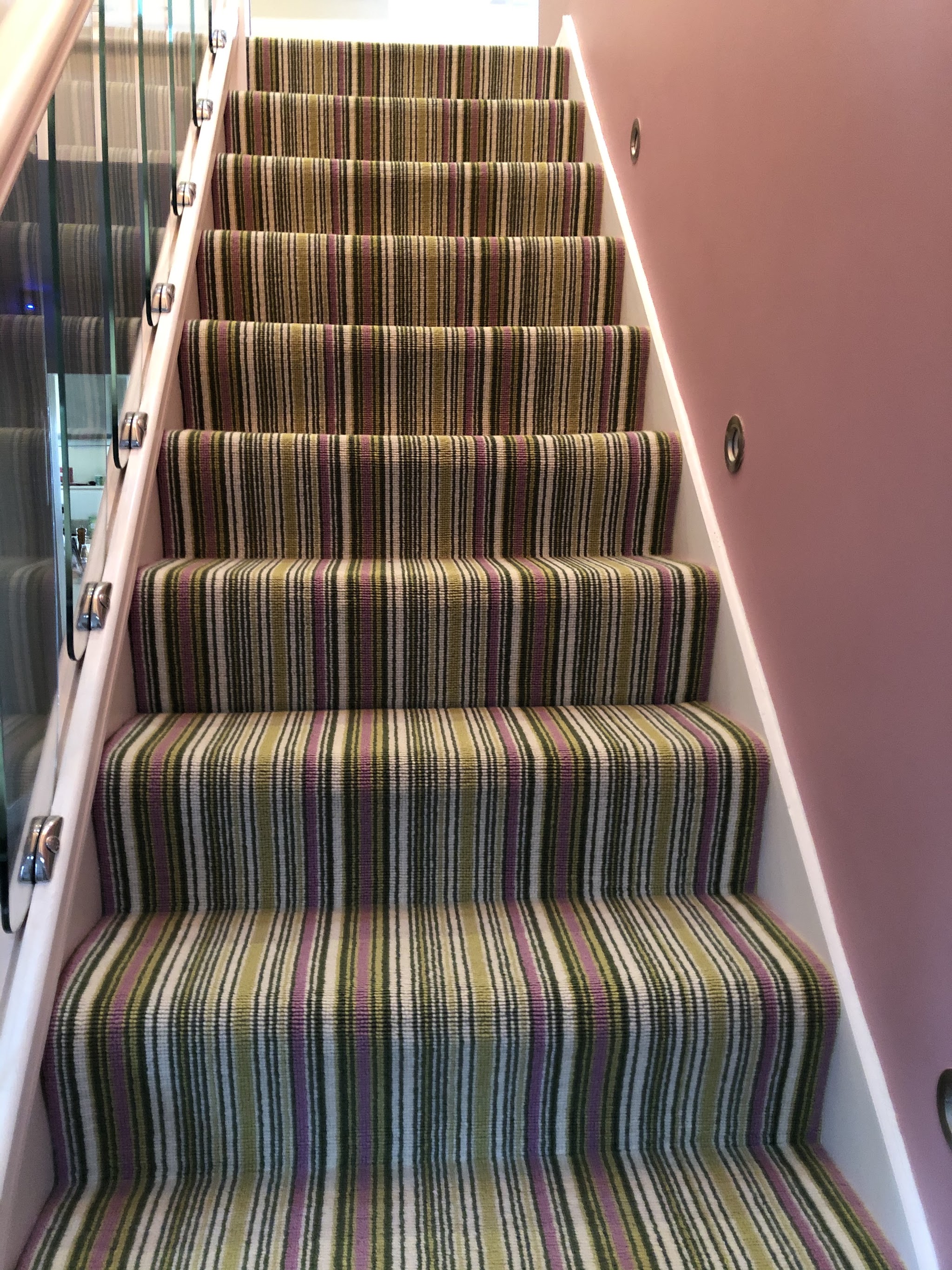 Striped stair carpet fitted by Searle's